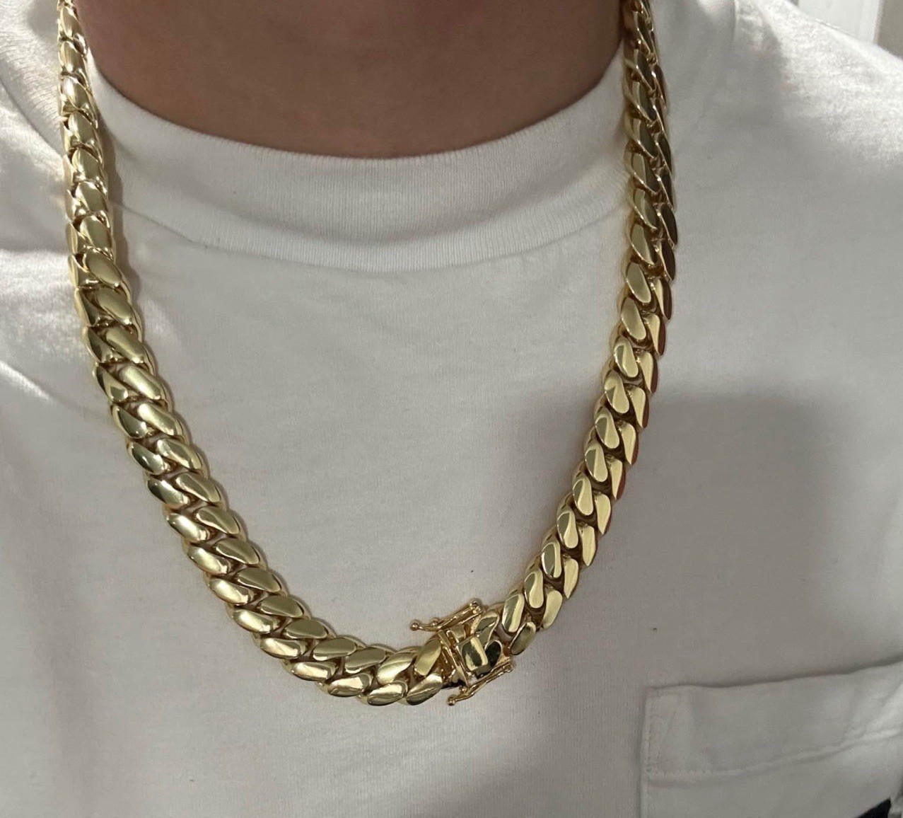 Miami Premium Water Resistant Cuban Link Gold Plated Chain 14mm 18k & 14k