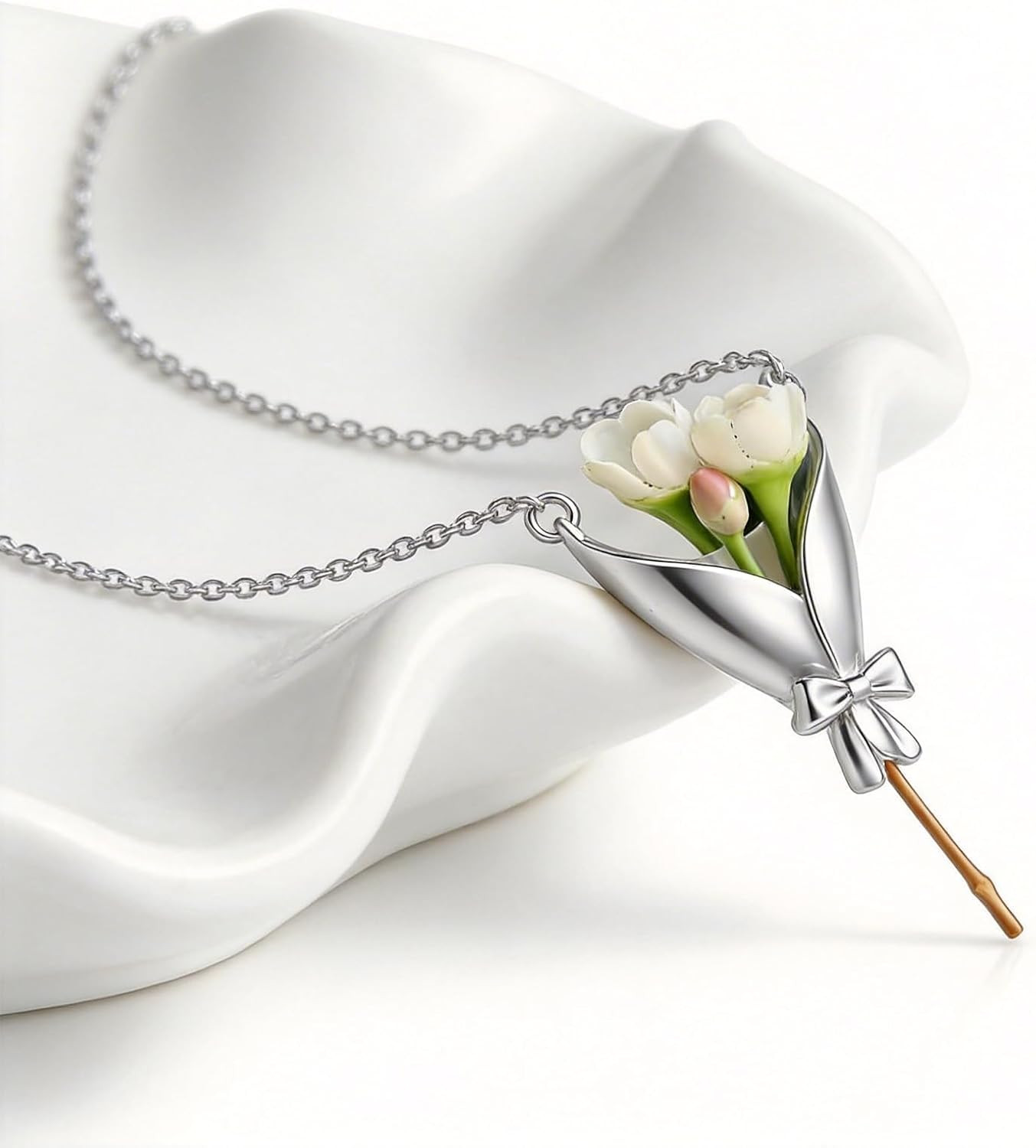 Flower Holder Necklace DIY Flower Bouquet Necklace Floral Vase Pendant for Women
