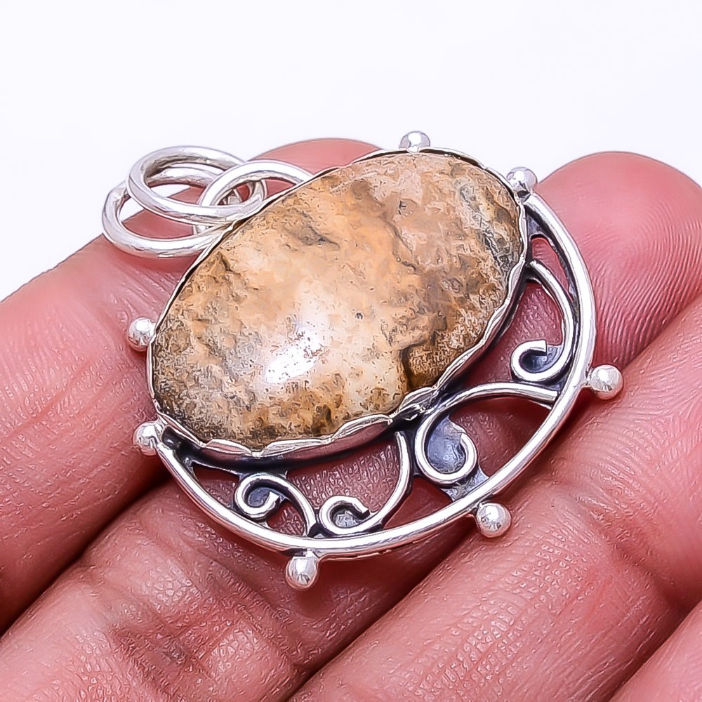 Picture Jasper – Oregon 925 Sterling Silver Pendant 1.56″ P4, Christmas Gift