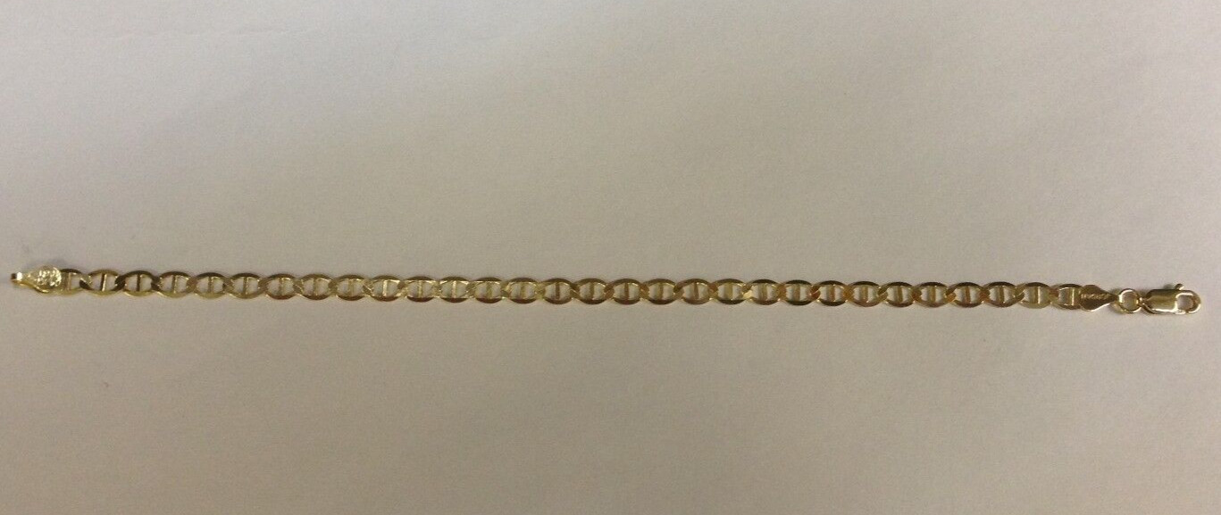 10k Yellow Gold 9″ Solid Anchor Mariner Link Anklet Chain Bracelet 3.2 mm 2Gram