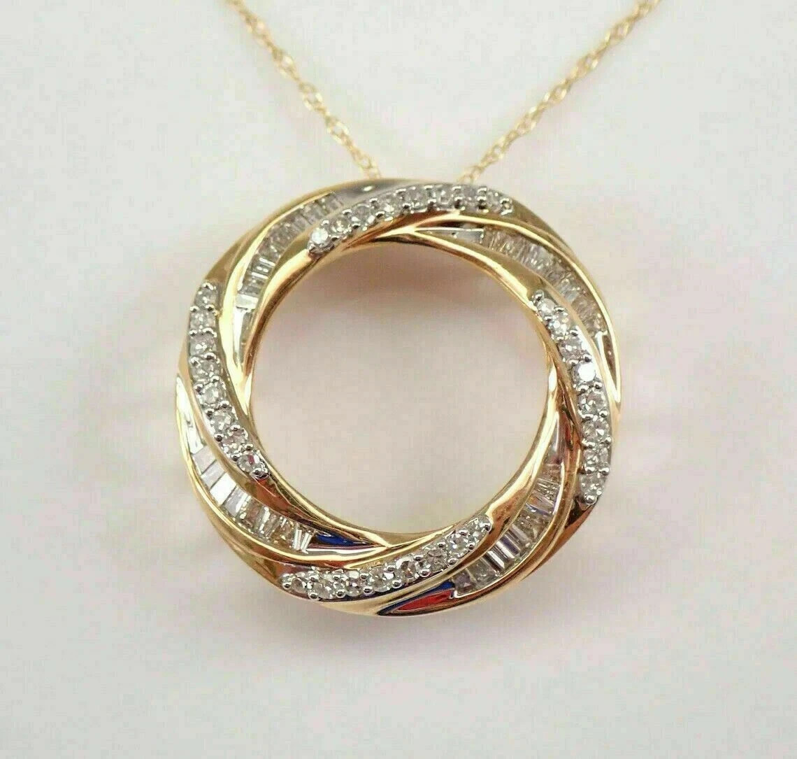 1.00Ct Round Cut Simulated Diamond Pendant with Chain 14K Yellow Gold Plated