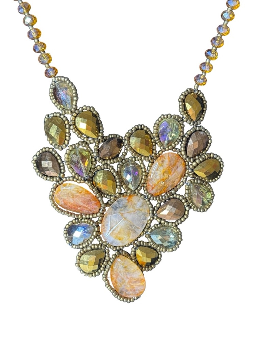 Women’s Unbranded Gold & Orange Statement Necklace, One Size