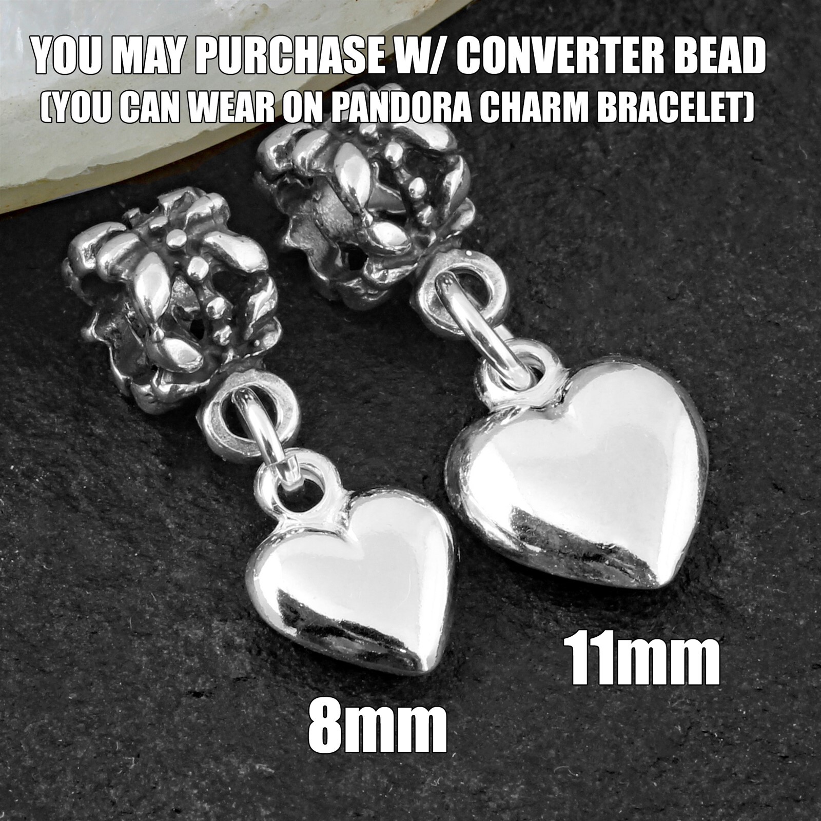 Guaranteed Genuine 925 Sterling Silver Polished Puffed Heart Charm Italy