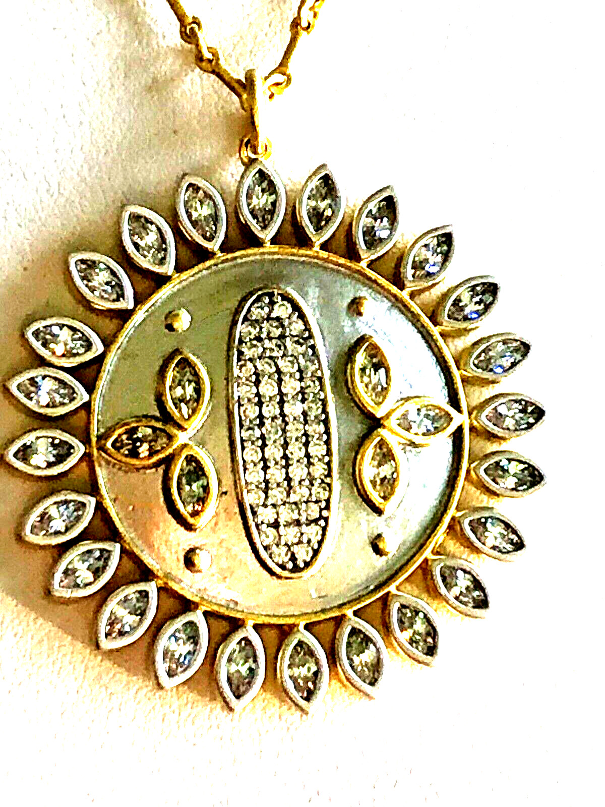 FREIDA ROTHMAN STERLING SILVER & 14K GOLD PLTD CUBIC ZIRCONIA NECKLACE (M5075-62
