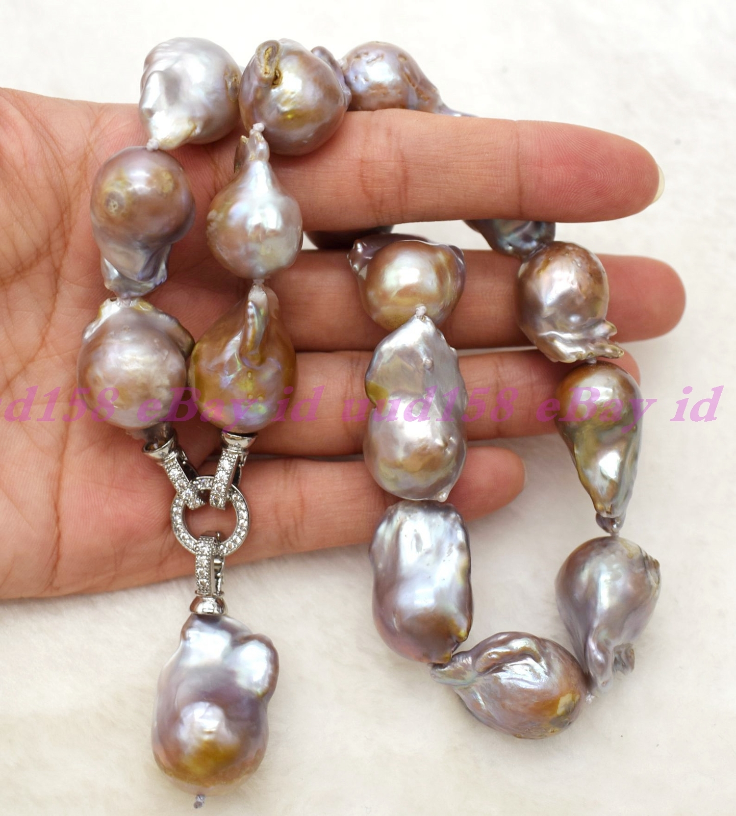 NEW HUGE NATURAL AAA++ SOUTH SEA PURPLE BAROQUE PEARL NECKLACE 18″