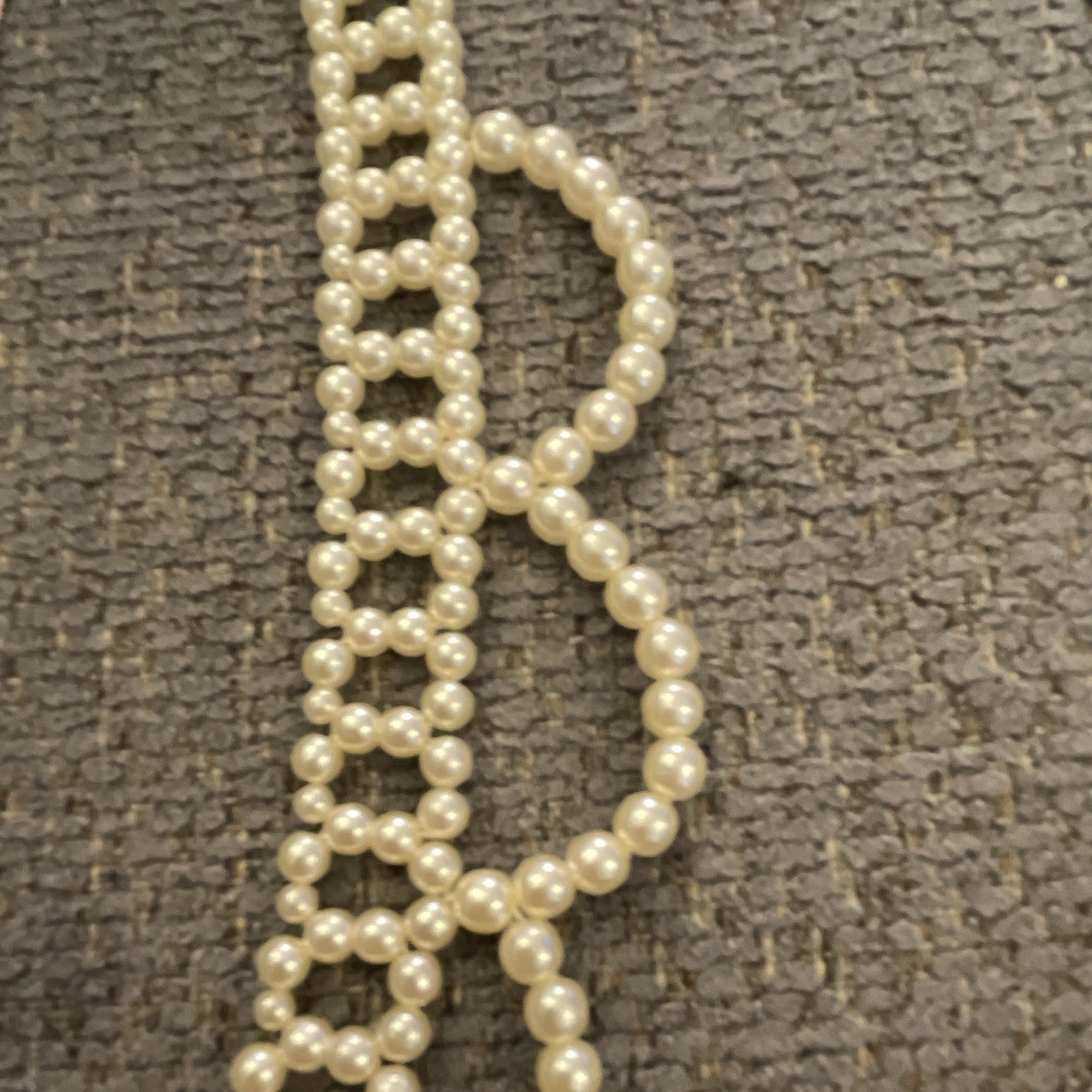 Beaded Imitation Faux Pearl Statement Necklace Hook Closure Gold Tone Ivory