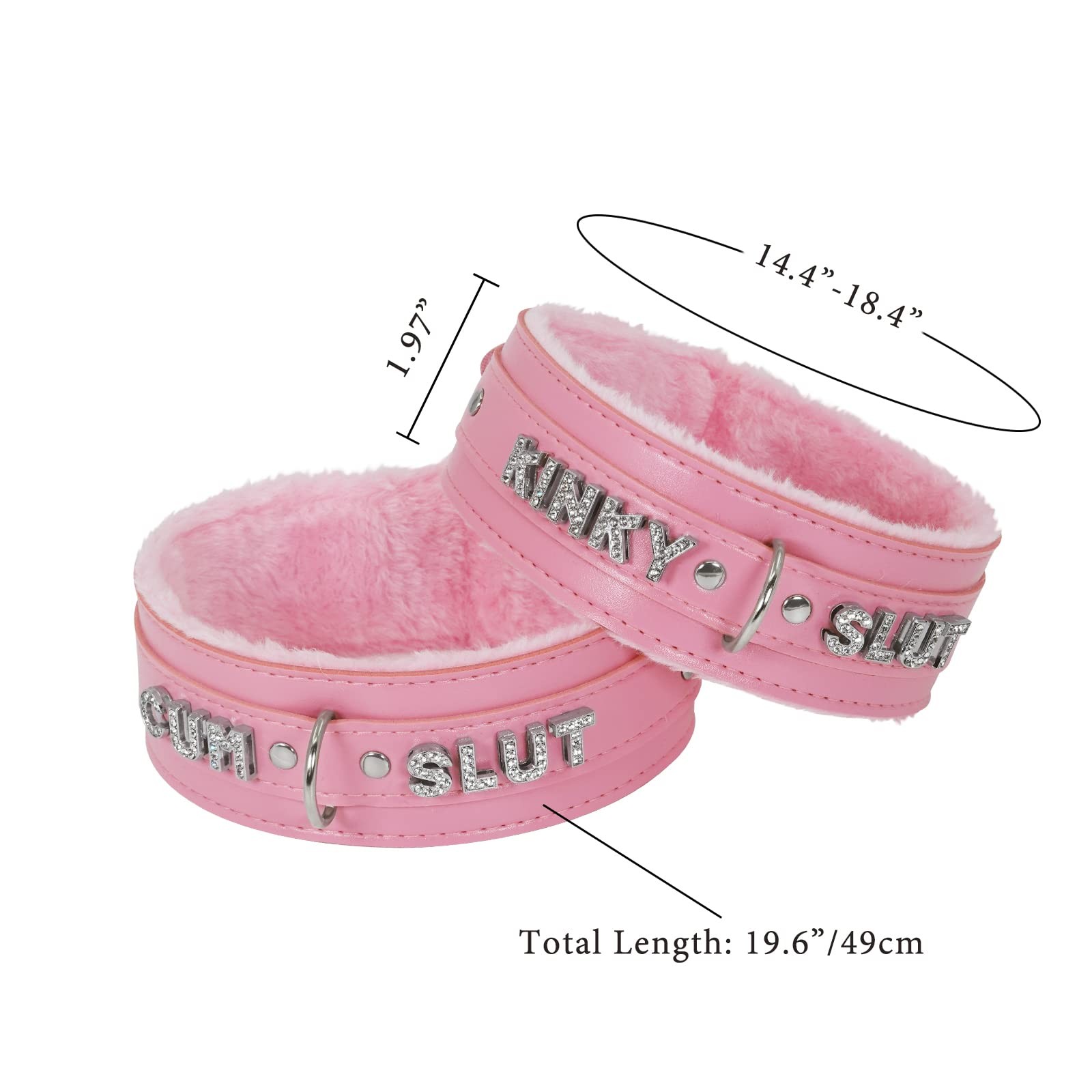 Pink Choker Necklace for Women Leather Collar Fluffy Punk Leash Neck Choker