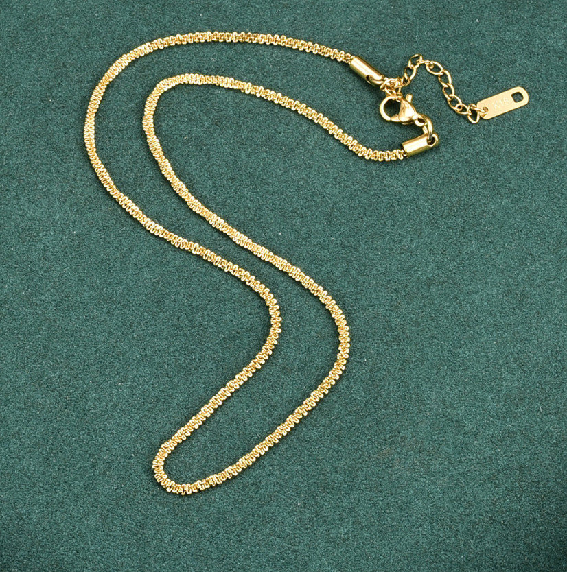 Women Stainless Steel DIAMOND CUT ROPE CHAIN Choker Necklace 15+2″ 3MM PE12