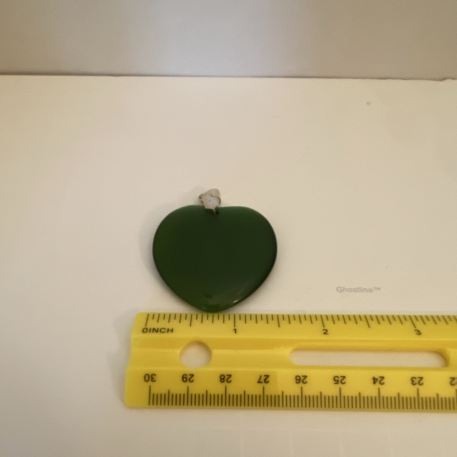 Silver Tone Bail Green Heart “jade type” Stone Pendant Love Theme Heart Shape