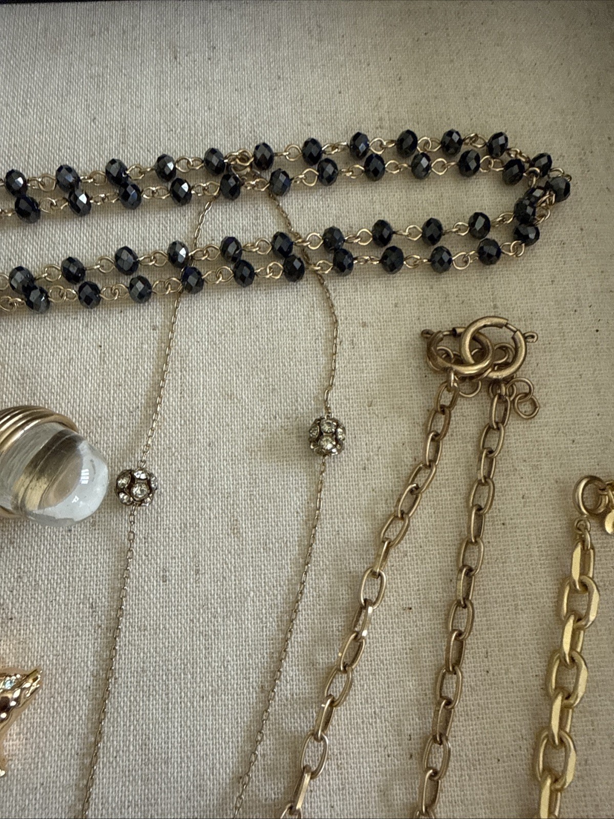 Jewelry Lot Gold Tone Sparkle Faux Pearl Gold Tone Chain Fashion Necklace Mixed