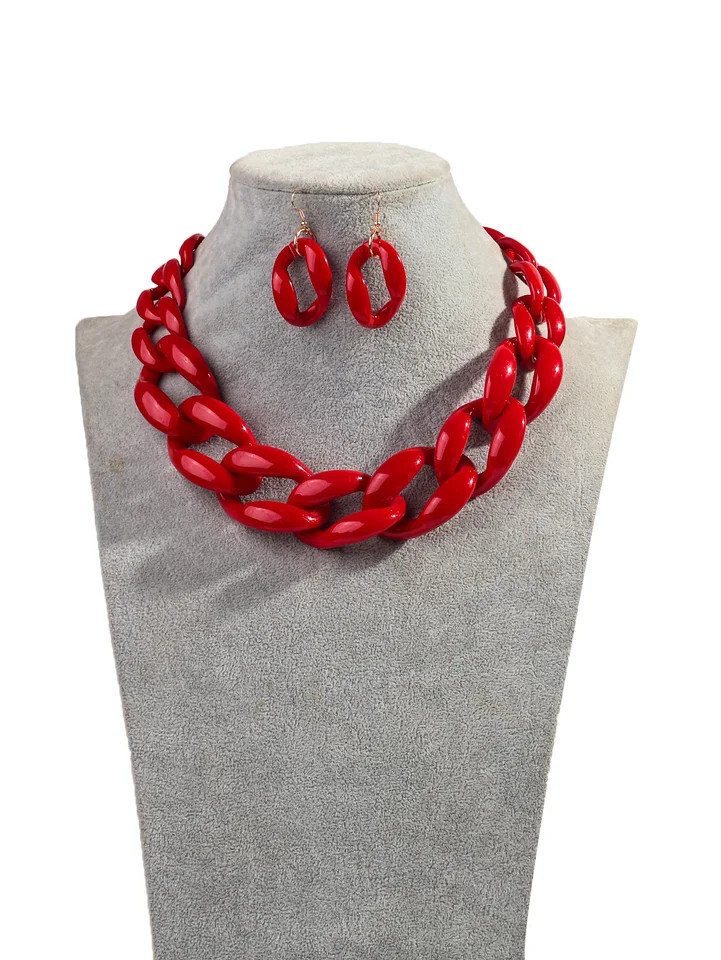 Acrylic Link Chain Necklace Chunky Statement 50cm Party Collar Women Jewelry
