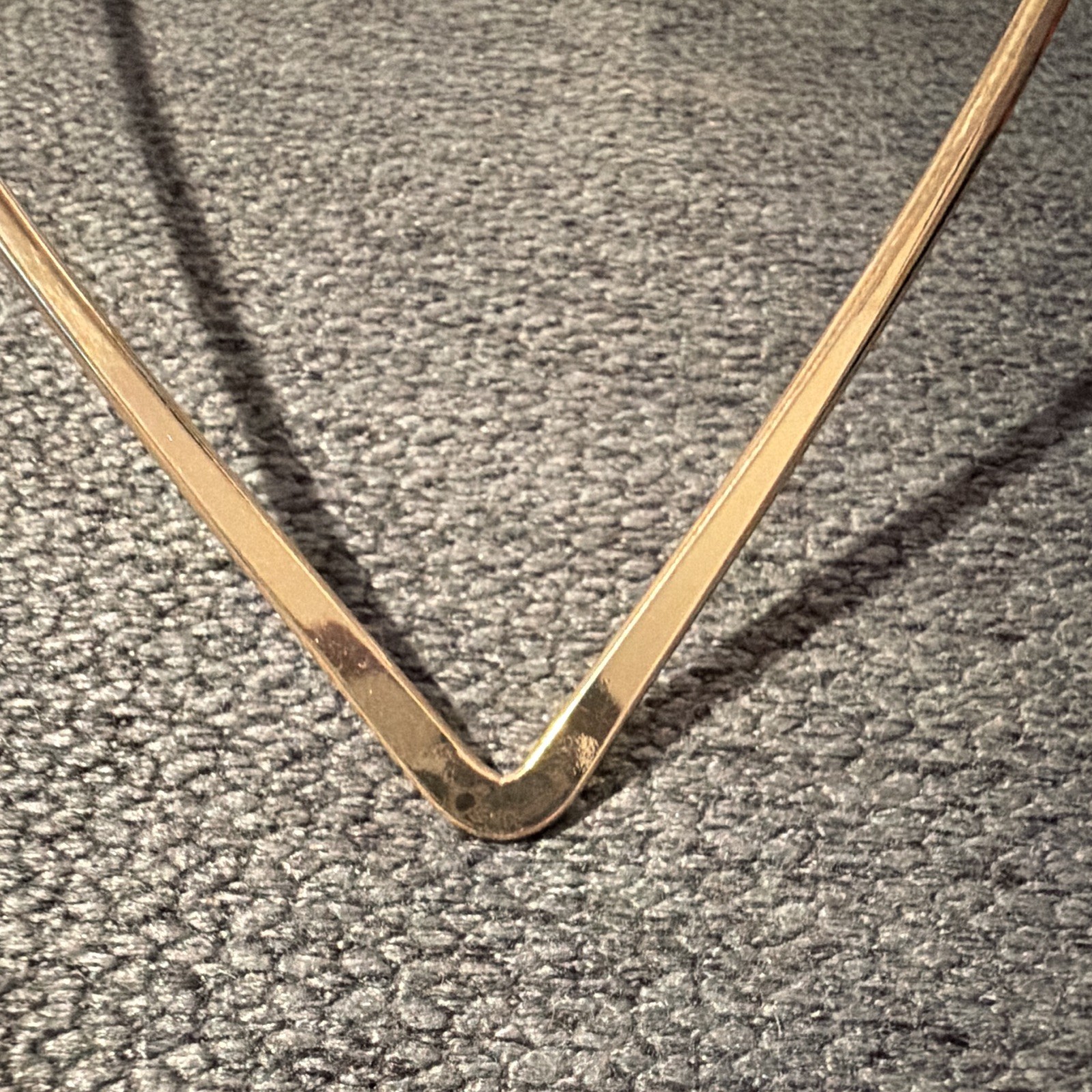 Gold Tone V Shaped Metal Necklace