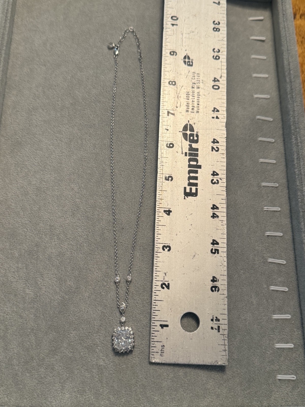 BRAND NEW Sterling Silver Platinum-Bonded 1.55CTW Cushion-Cut Halo Necklace JB1