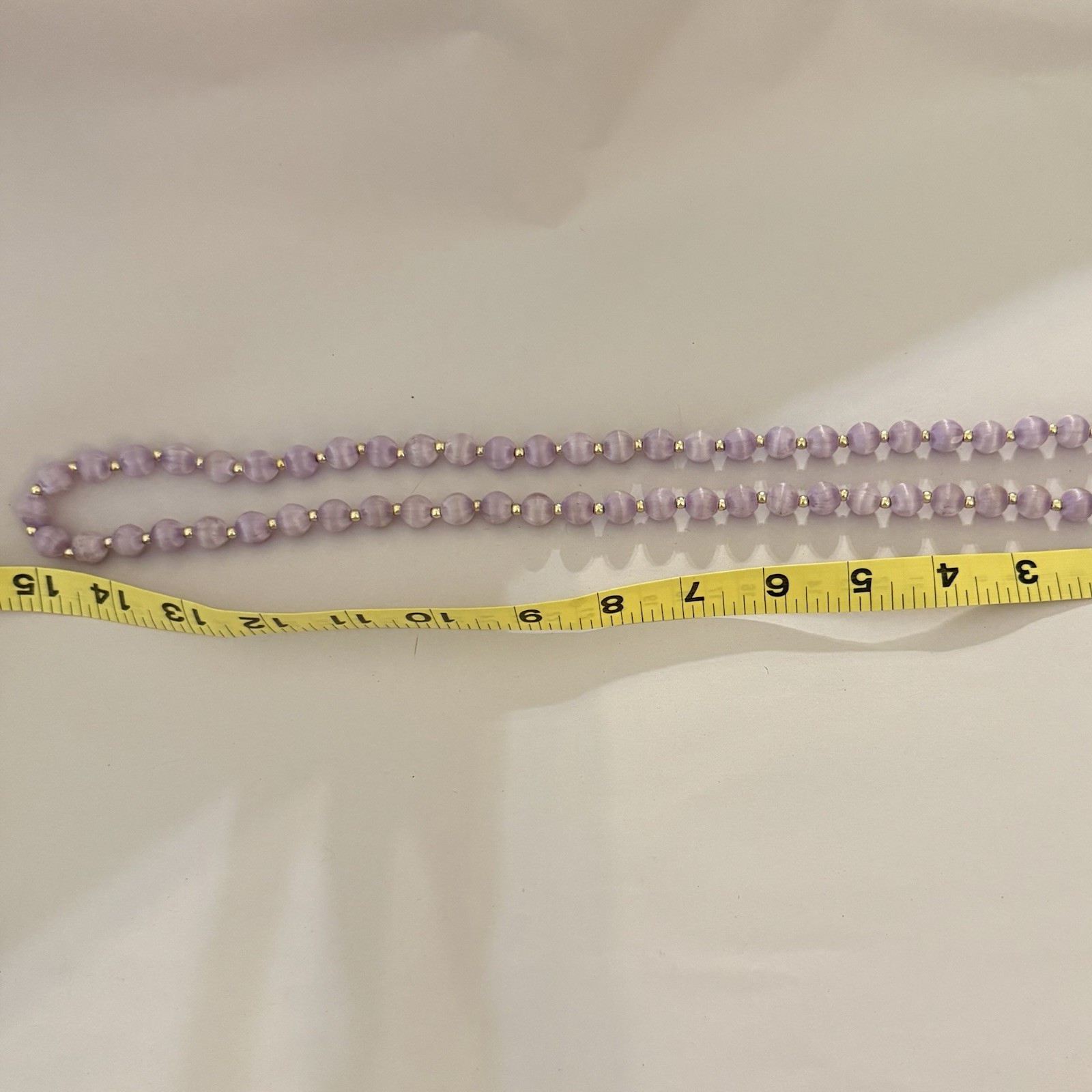 Silk Satin Wrapped Beads Lavender Purple With Gold Tone Bead Separator