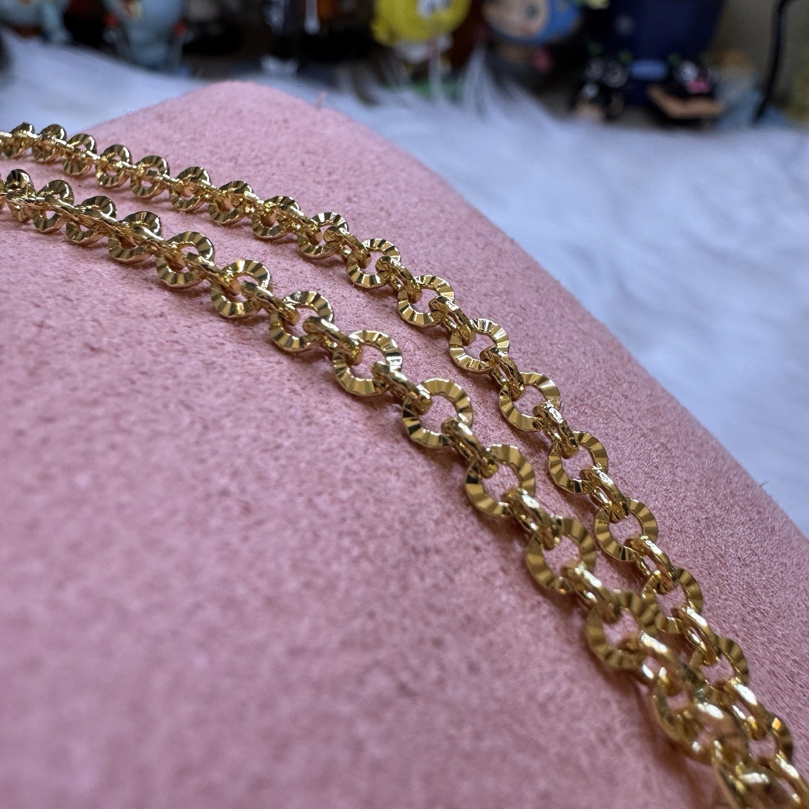 Vintage Necklace Monet Rolo Link Chain Diamond Cut 18K Gold Filled, 19in, 3.77mm