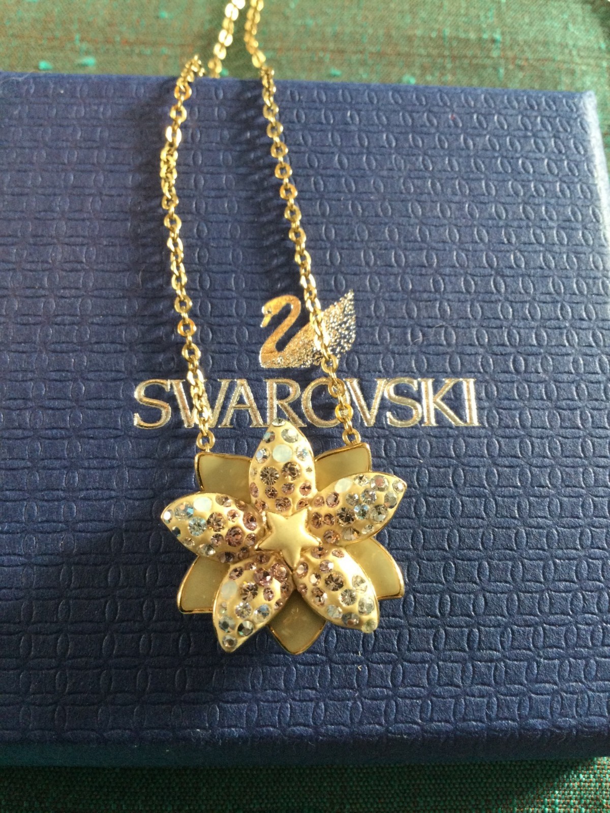 Genuine Signed Swarovski LOUELLA Flower Pendant, Boxed