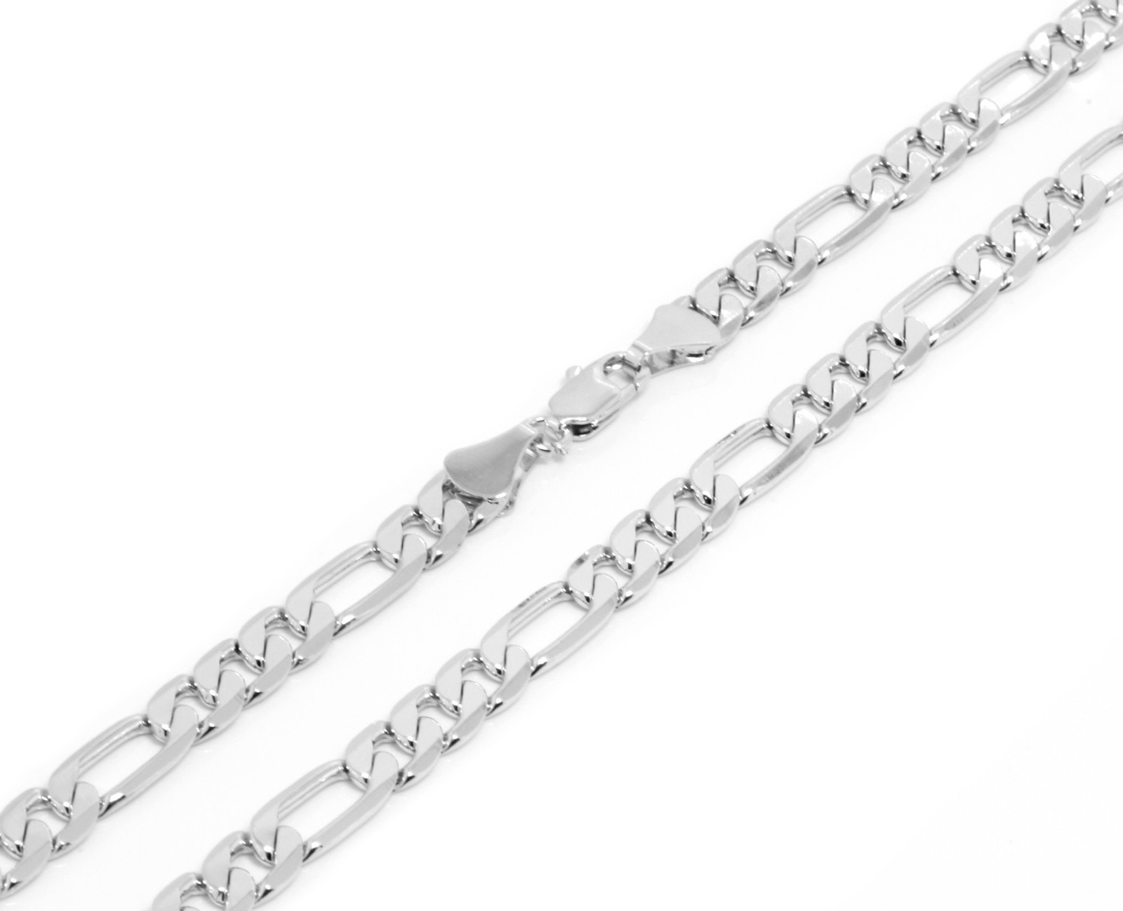 Men Silver Plated 3mm To 12mm Figaro Link Necklace Chain 24 Or 30 Inch