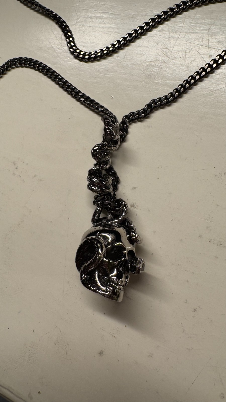 Alexander McQueen Skull Snake Silver Necklace – Excellent