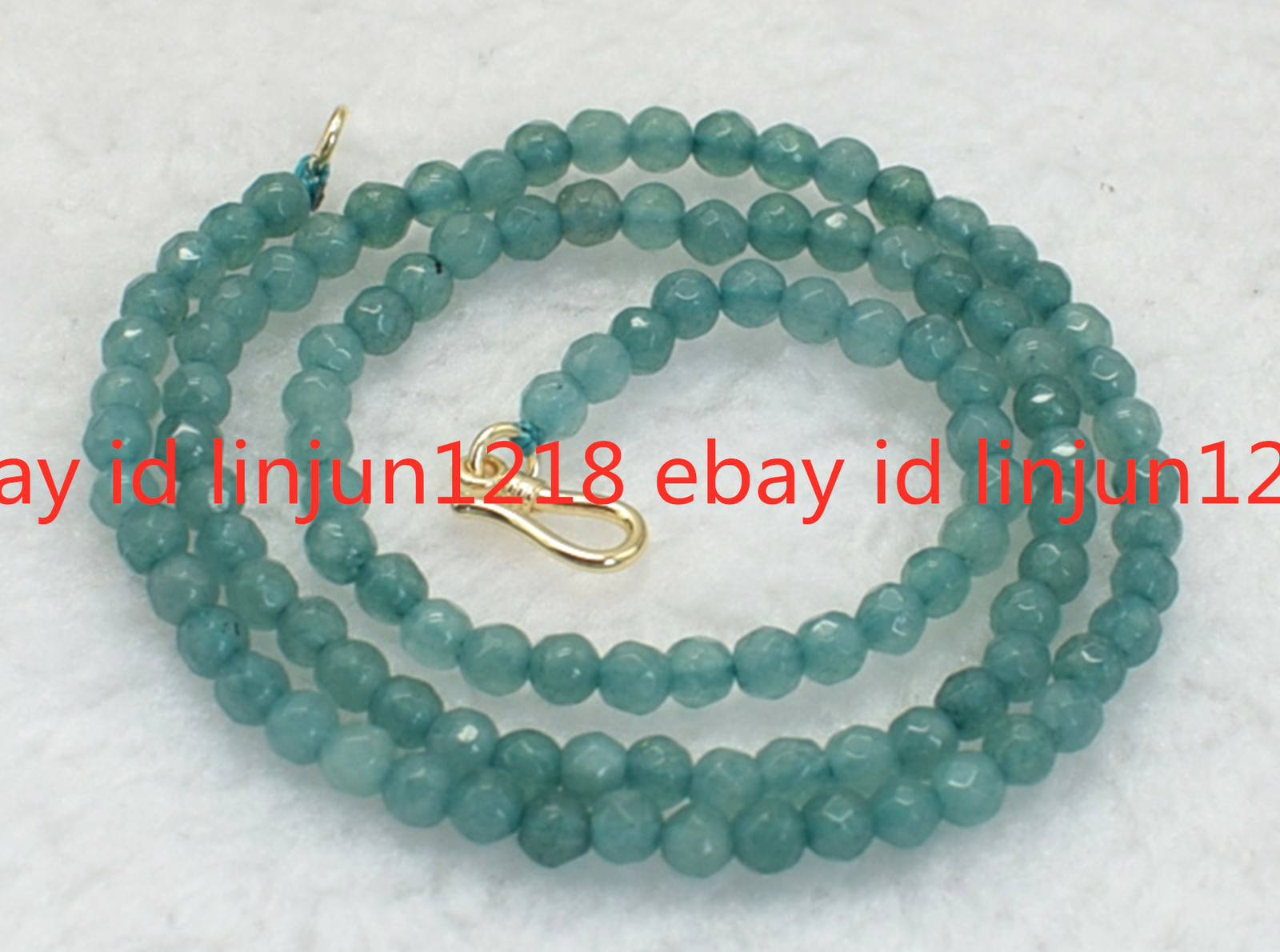 New 4mm Faceted Gray Blue Aquamarine Gemstone Bead Necklace 18”