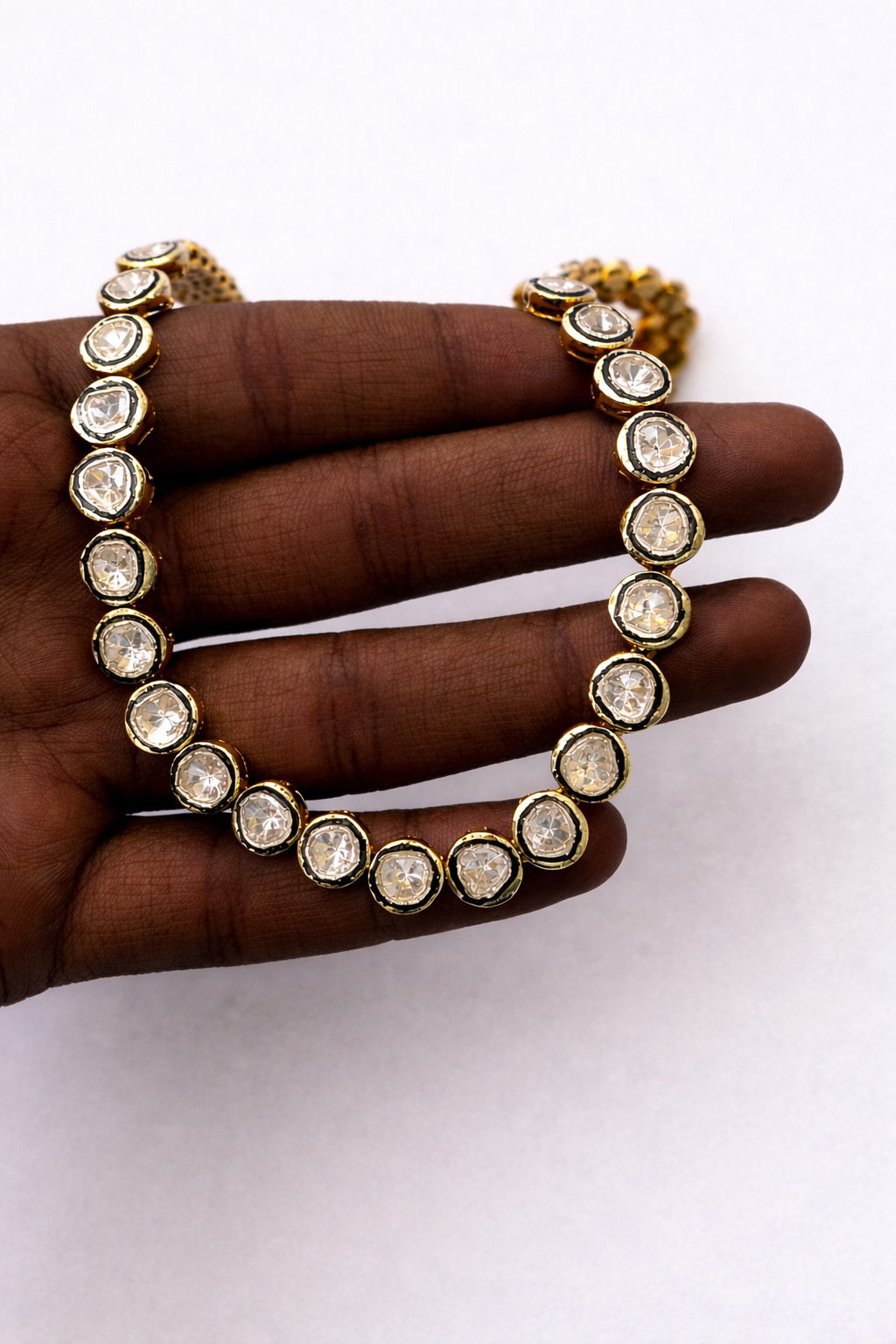 Moissanite Polki Necklace Brass Metal Fashion Jewelry for gift