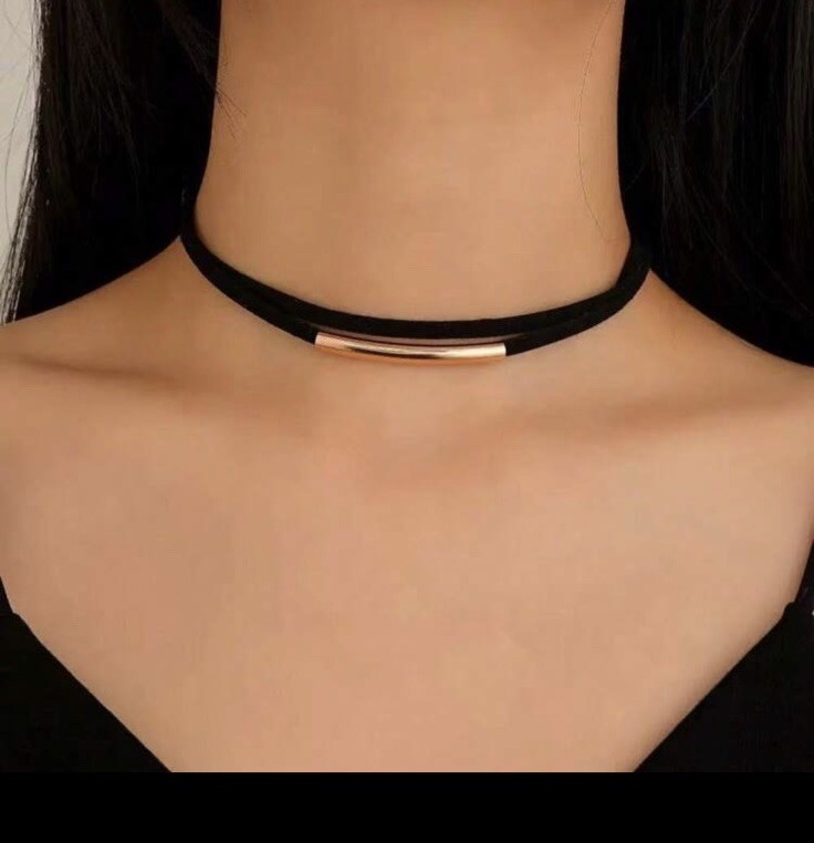 Black Choker Cord Necklace Bold Minimalist