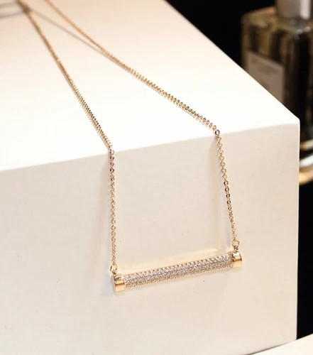 18k Gold Filled Lamp Pendant Necklace Made Simulated Diamond Designer Inspired