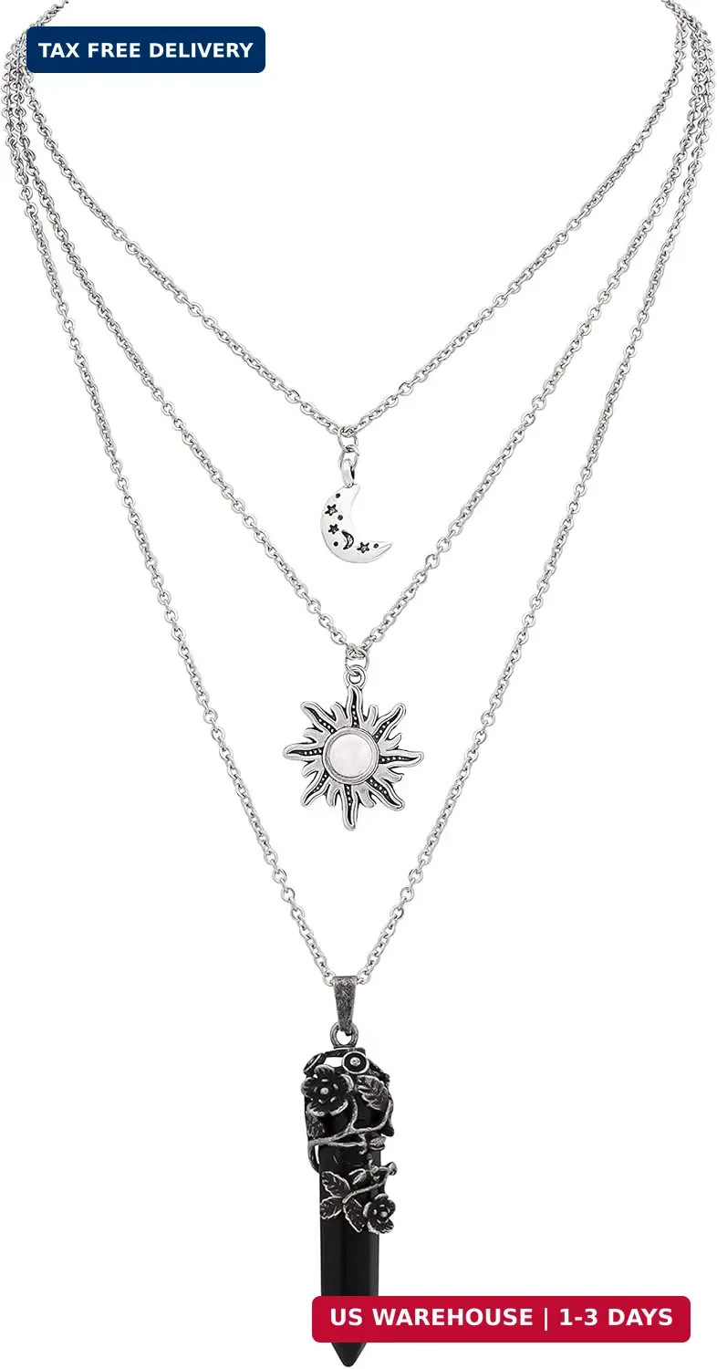 Sacina Gothic Emo Grunge Crescent Moon Choker, Moon Sun Star Choker Necklace, Go