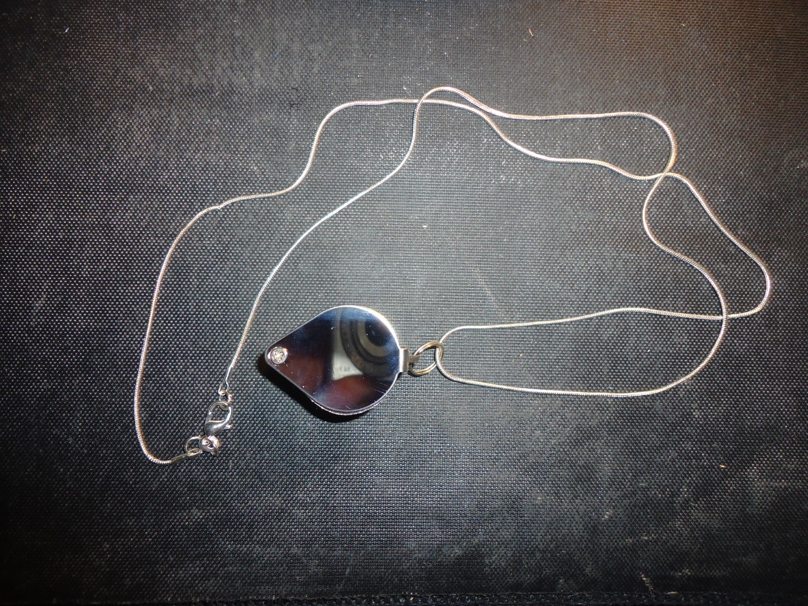 30x magnifier Reading Magnifying Glass Lens ”925 silver plate 28”chain