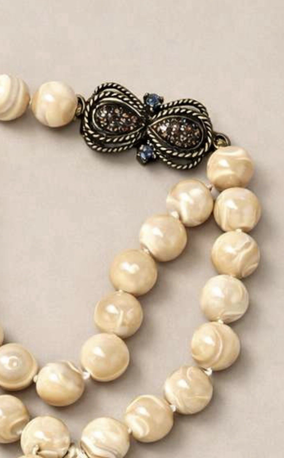 Heidi Daus Signed MOP Bead Crystal Bird Statement Necklace Flawless Vtg Style