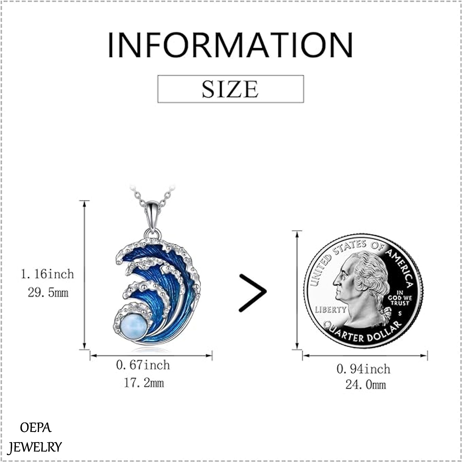 925 Sterling Silver Wave Necklace Ocean Wave Pendant for Women Necklace