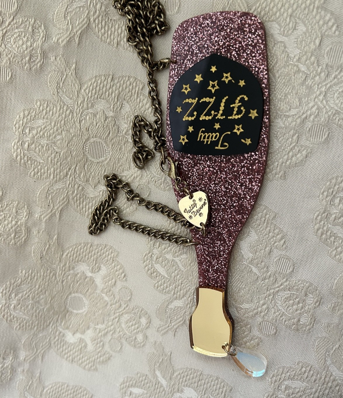 Collectable Tatty Devine Acrylic Fizz Champaigne Bottle Necklace