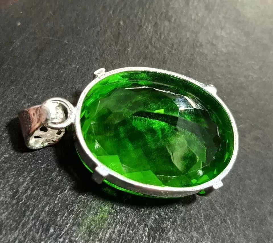 70 CT+ Flawless Green Topaz Pendant 925 Sterling Silver Plated Jewelry Best Gift