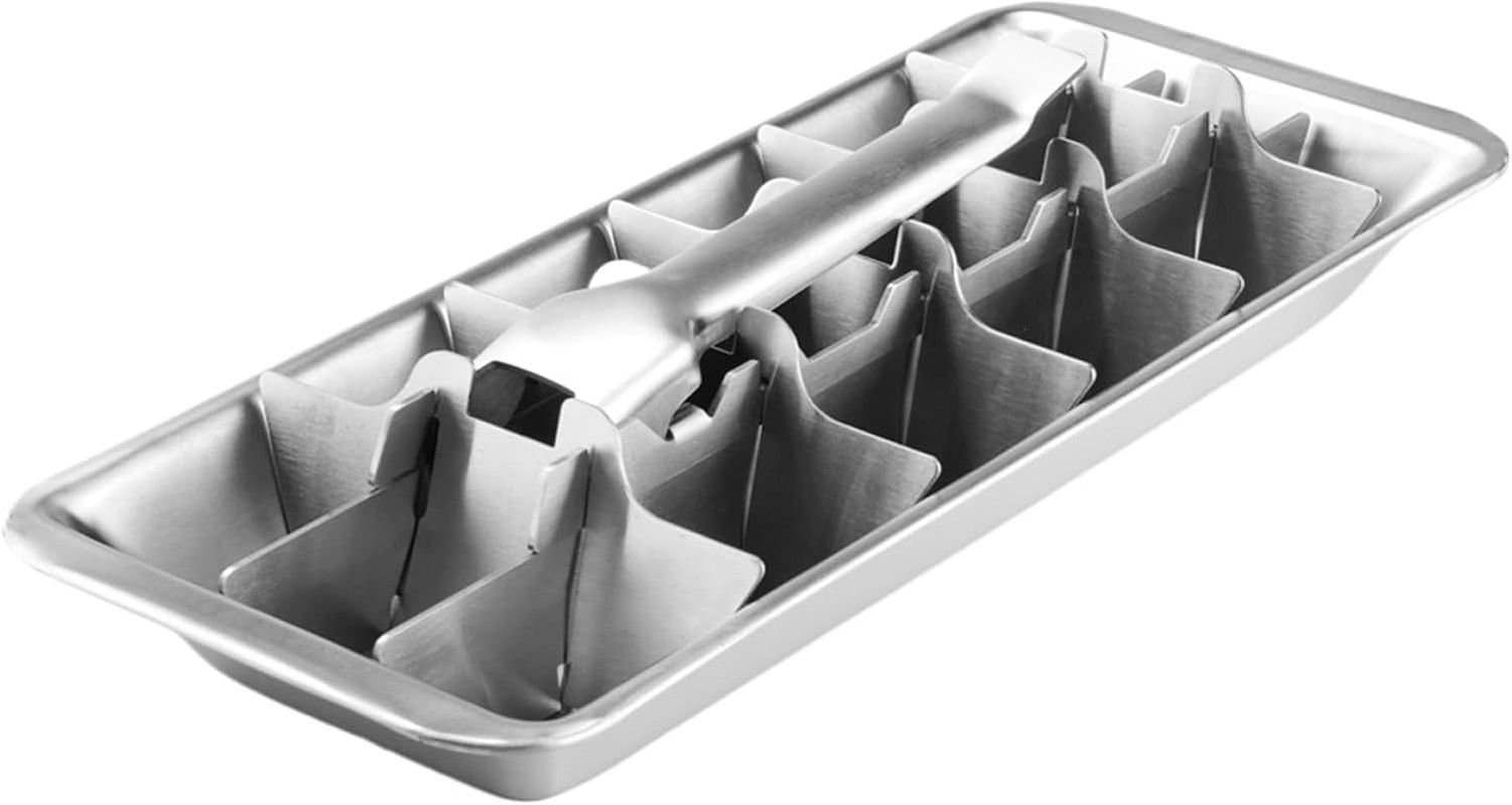 Stainless Steel & Metal Ice Cube Trays with Handle 18-Slot Small Ice Cube Mold