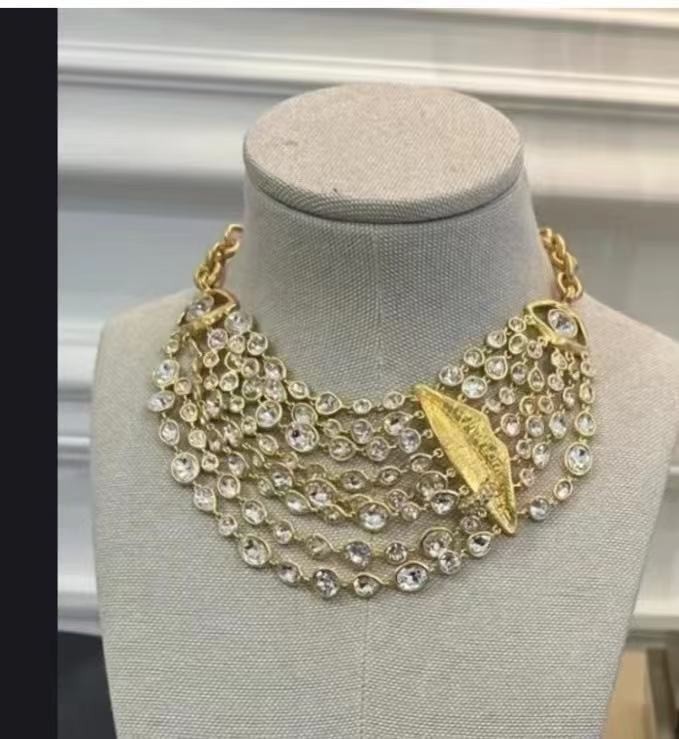 Schiaparelli Women Facial Features Series Multi Layer Crystal Necklace Gift
