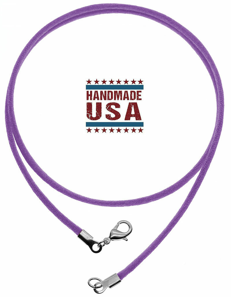 Purple Satin Silk Cord Necklace Silver/Gold Clasp 16″ to 30″ Handmade USA