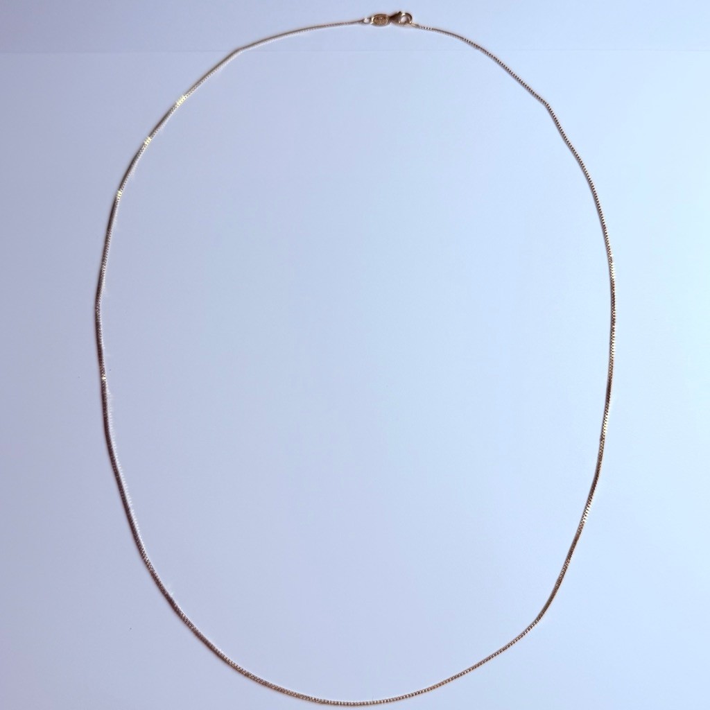 14K Solid Yellow Gold 1mm Venetian Square Box Chain Necklace Italy 23.5″