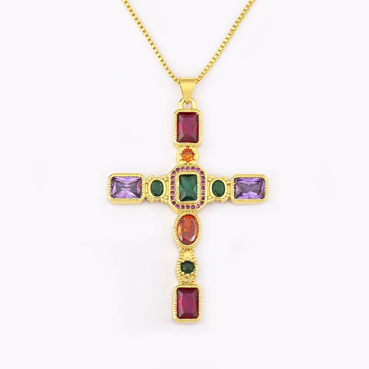Hot Sale Religious Style Cross Pendant Necklace For Female Male Copper Pav