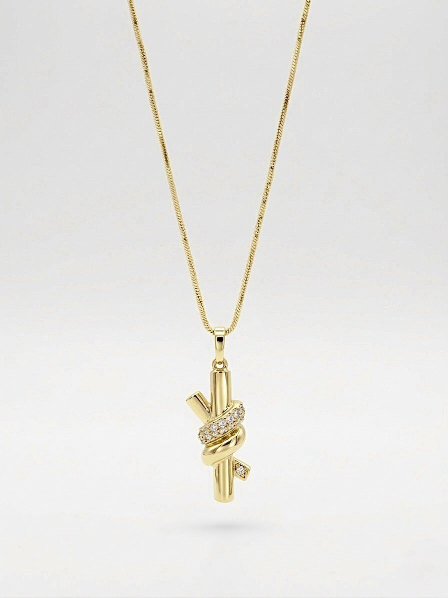 14K Gold Plated Knot Necklace with CZ Detail | Elegant Minimalist Jewelry
