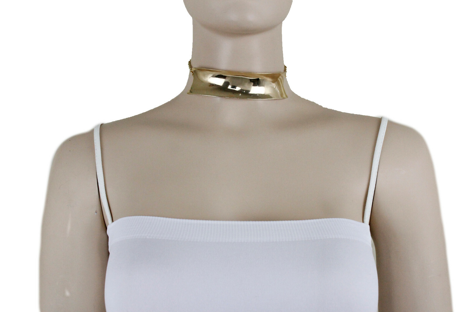Cocktail Women Fashion Jewelry Gold Metal Plate Short Choker Necklace Party Look