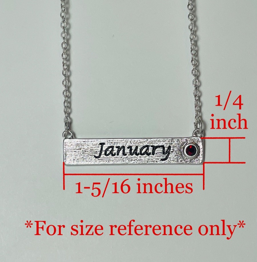 Personalized November Birthstone Necklace Bar Pendant Dainty Silver Plated