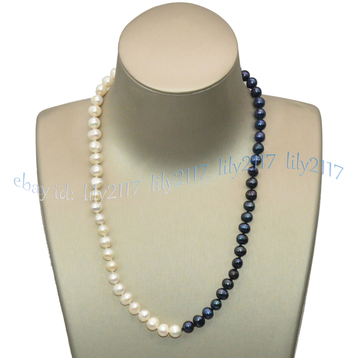 7-8mm Real Natural White Black Freshwater Pearl Baroque Beads Necklace 14-48”