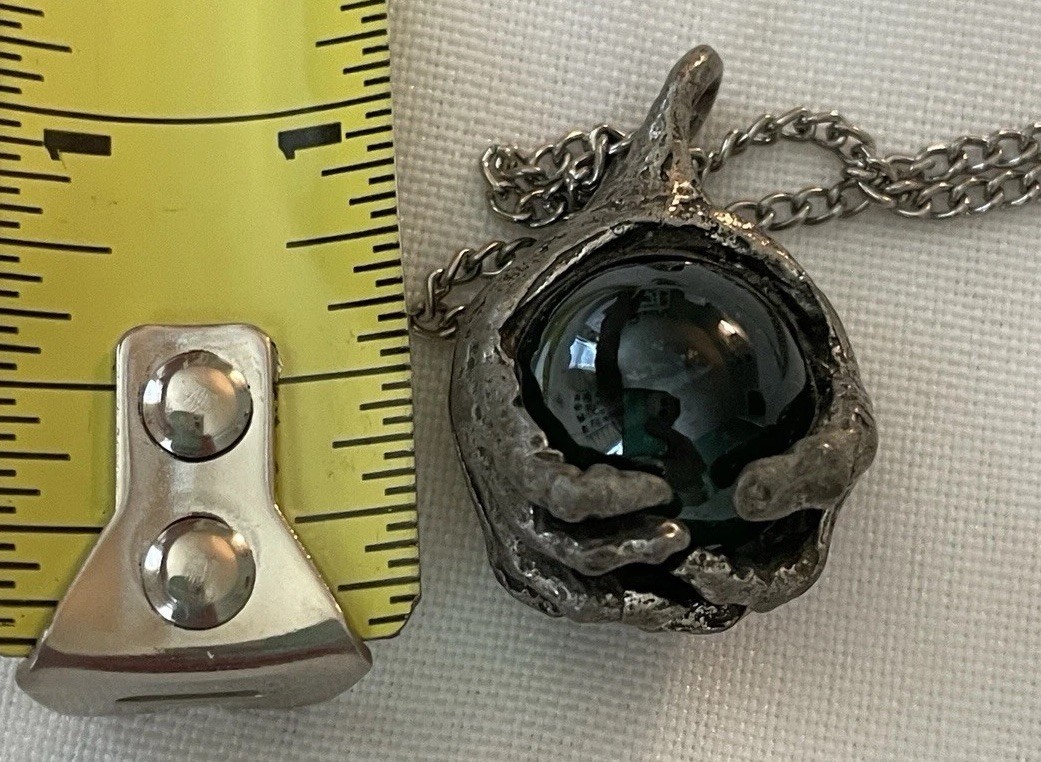 2 Spiritual Necklaces*Quarter Moon/Pentagram*Hands Holding Shimmery Glass Ball