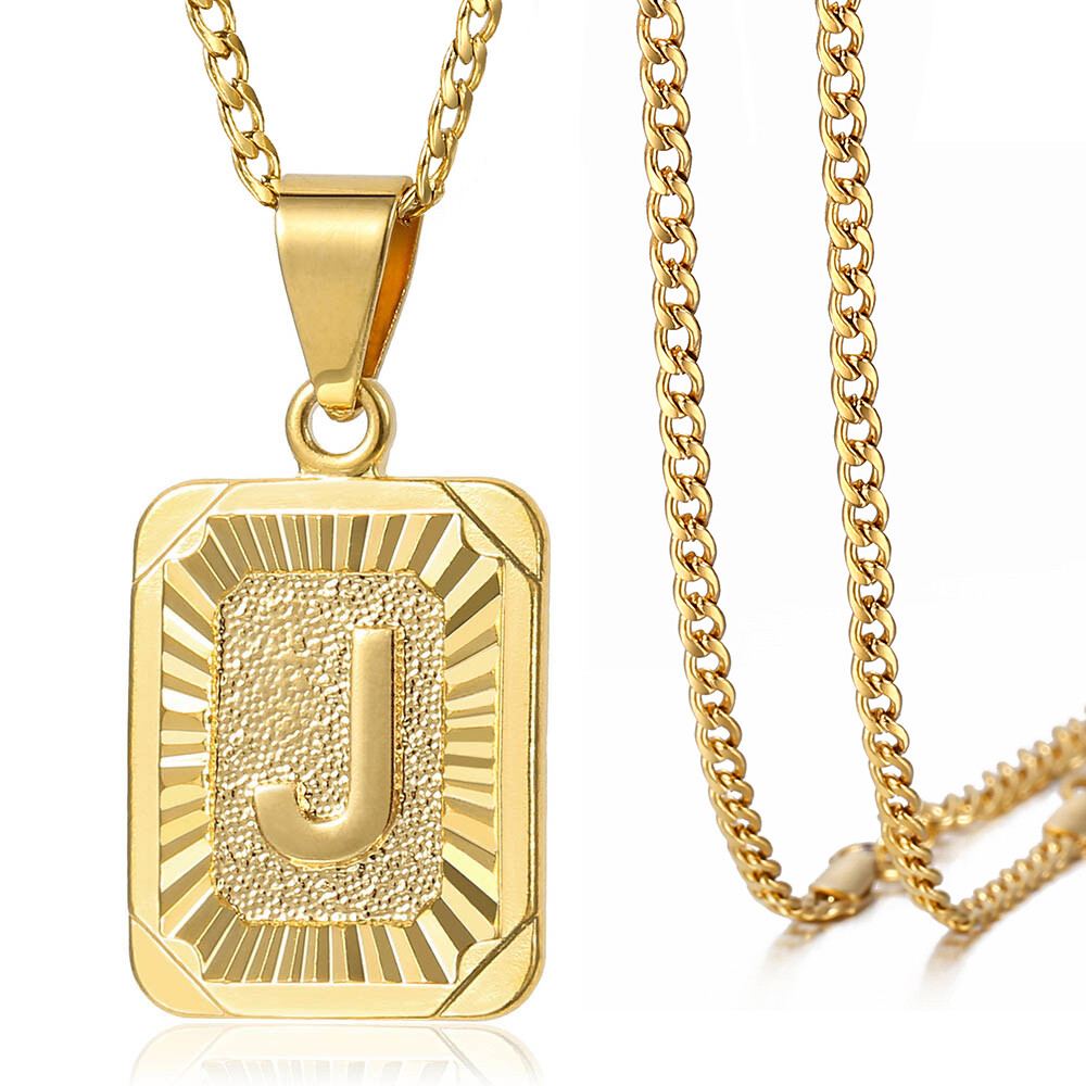 Womens Mens Gold Filled A-Z Pendant Necklace Choker Stainless Steel Multi Chains