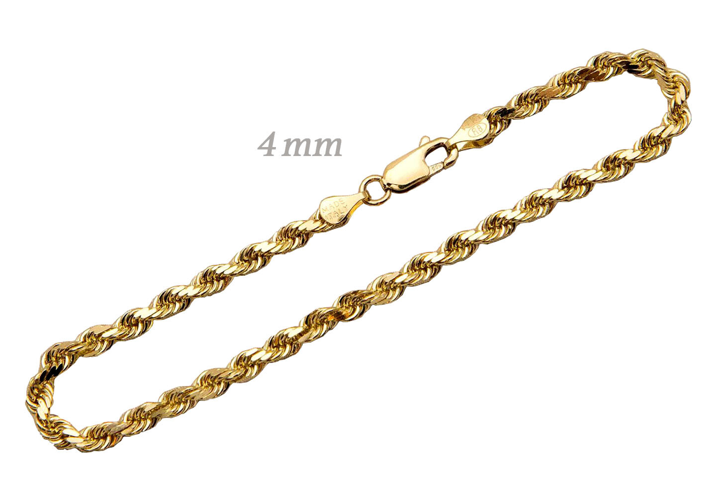 14k Solid Yellow Gold Rope Chain Necklace Bracelet 1mm-10mm Men Women Sz 7″-30″