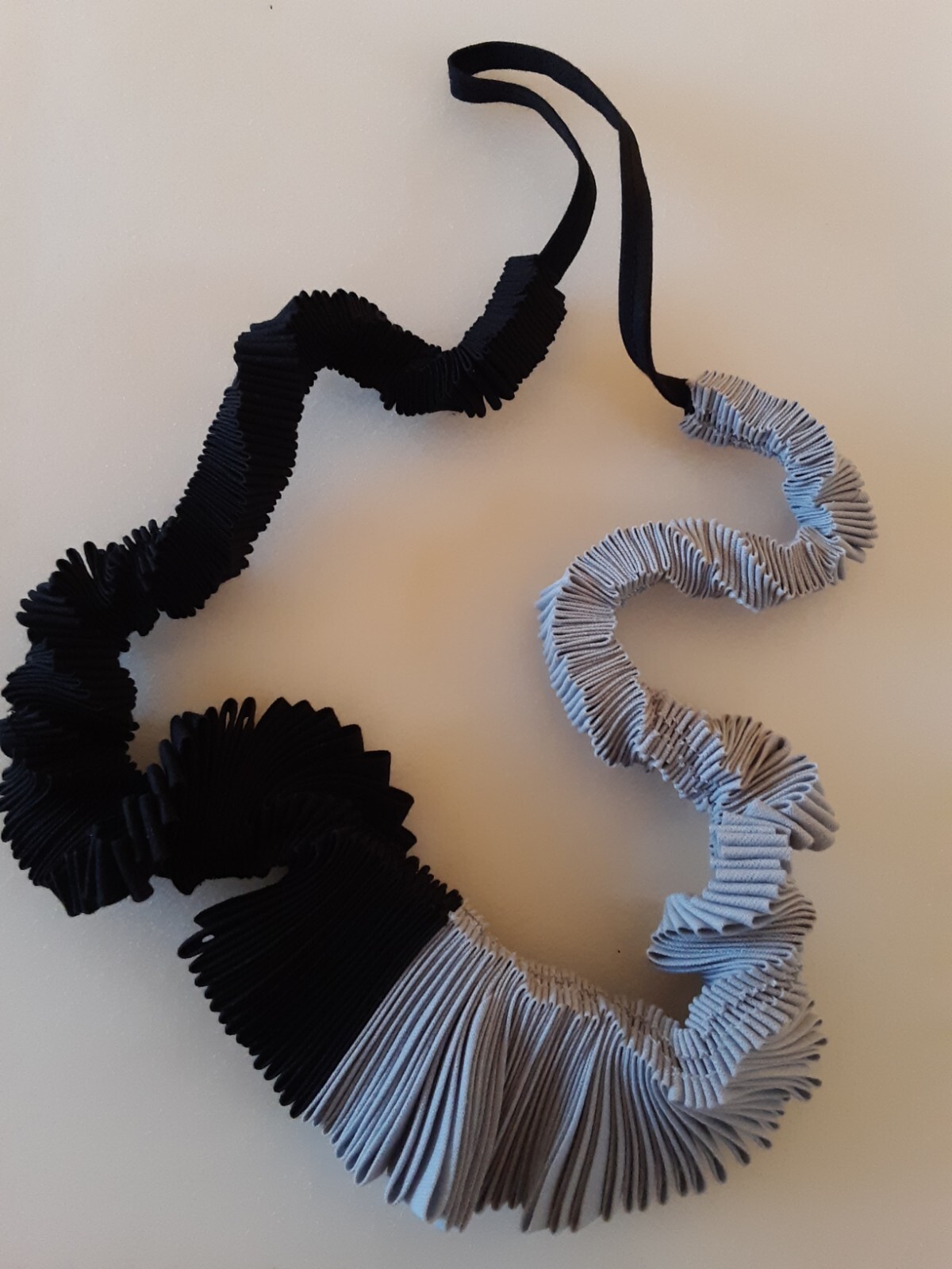 Sol Marisco Cotton Pleated Fabric Black Gray Necklace