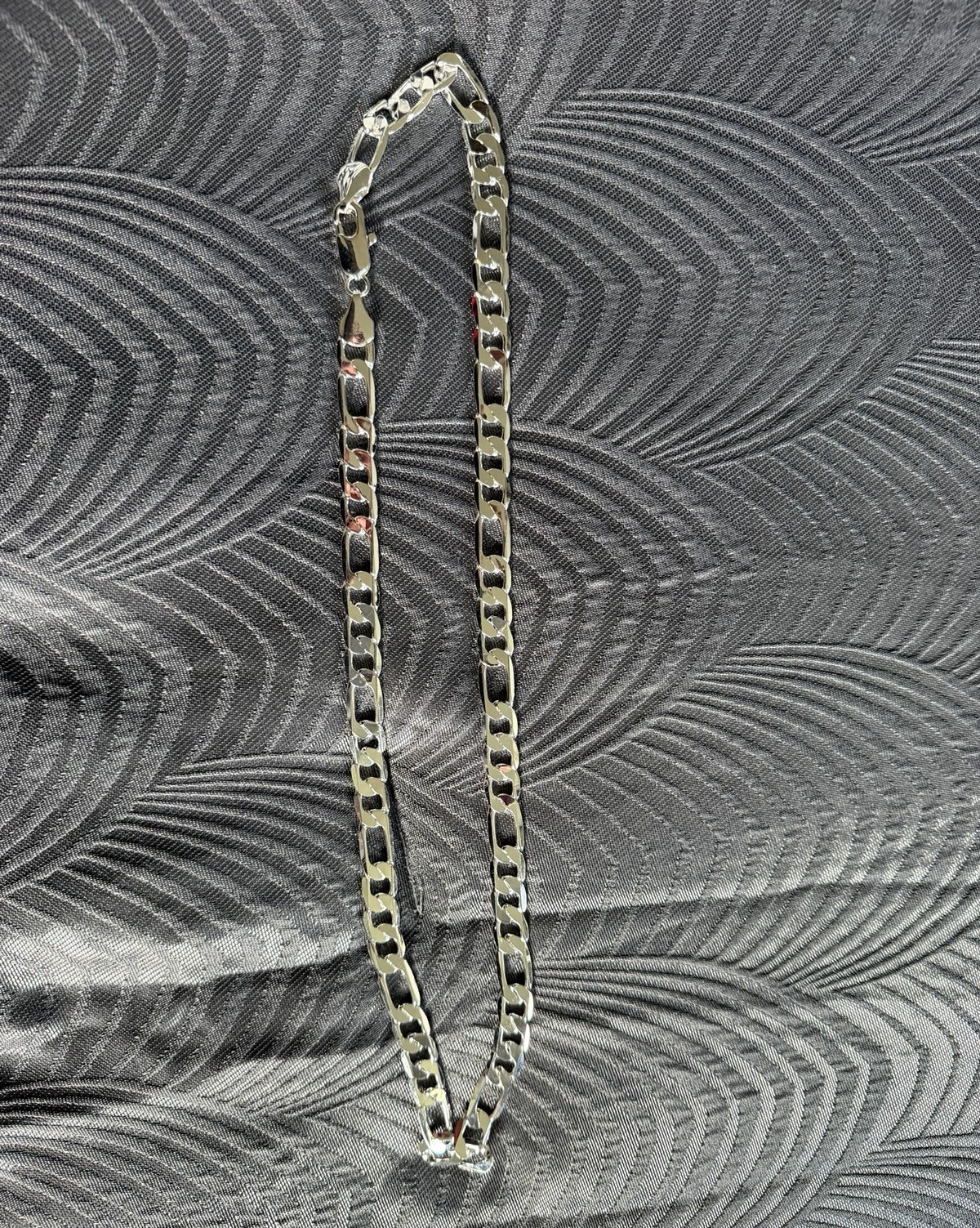 925 Sterling Silver Figaro Link Chain Necklace, 30 inches long by 12 mm wide