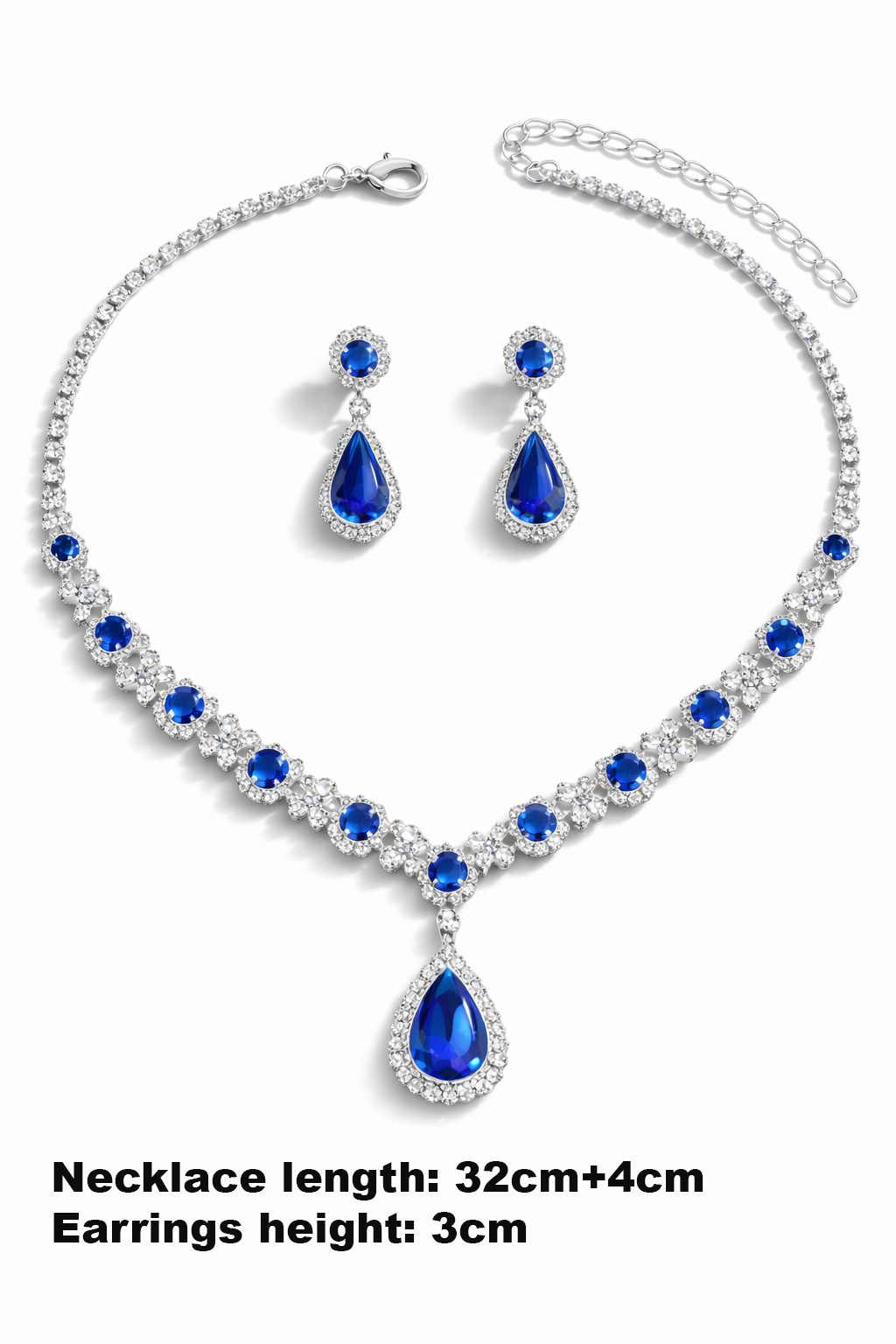 Crystal Bridal Jewelry Set Necklace Earring Wedding Prom Party Women Gift Luxury