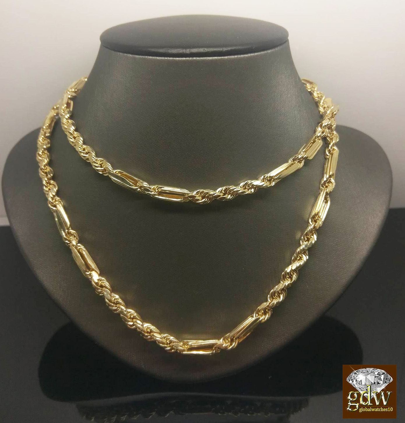 Real 10k Yellow Gold Milano Rope Chain end Necklace 6mm 22″