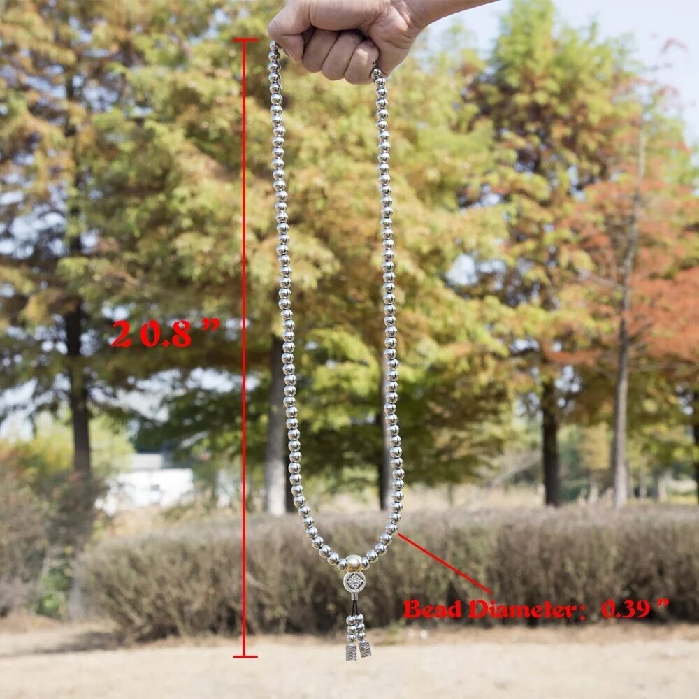 Stainless Steel Buddha Beads Necklace & Destiny Nepal Prayer Hand Bracelet Combo