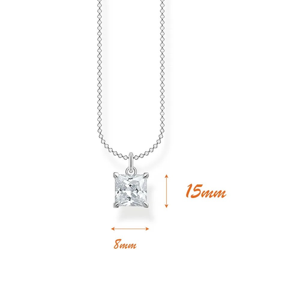 Princess Cut White CZ Emerald Pendant Necklace 925 Sterling Silver